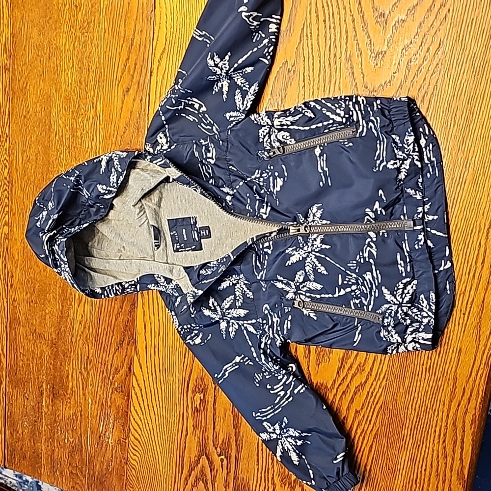BabyGap windbreaker jacket for Toddler, Size 2T, navy w/ white palm trees